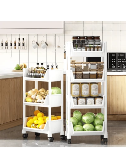 1PC/ 3-4/5-Tier Small Multi-Layer Movable Storage Rack - Bedroom, Kitchen & Household Use - For Organizing & Storage - Ideal Gift For Homeowners