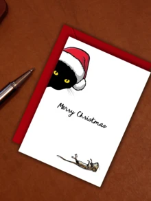 1pc Christmas Greeting Card With Envelope, Fun Christmas Card - Suitable As Christmas Gift For Friends, Family Or Colleagues