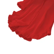 Elegant Women's Casual Long Sleeve Shirt, Ruffled Hem, Loose Fit, Woven Fabric, Suitable For All Seasons, Daily Wear - 紅色 - 查看 5