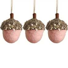 3pcs Pine Cone Felt Ball Hanging Ornaments, Christmas Tree Hanging Ball Decorations, Suitable For Christmas Holiday Party Decor