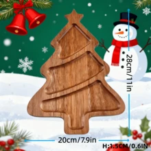 Christmas Tree Shaped Wooden Serving Platter, Creative Wooden Plate For Fruit, Bread, Steak, Pizza And Desserts, Candy Tray, Wooden Christmas Tree Tray, Holiday Decor, Holiday Home Accents, Holiday Tableware, Christmas Decoration, Christmas Gift, Christmas, New Year Gift