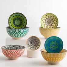 Tazón Bowl Grande Cerámica Con Diseño Tipo Talavera Vintage - ROJO - Ver 5