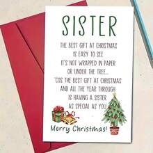 1 pieza Tarjeta de Navidad para Hermana - Elegante y Minimalista Tarjeta de Cumpleaños para Hermana - Tarjeta de Felicitación Navideña de Alta Calidad - Regalo de Navidad Perfecto para Hermanas, Papelería Navideña, Saludos de Temporada Festiva, Ilustración Festiva, Cartulina Resistente, Celebraciones Familiares