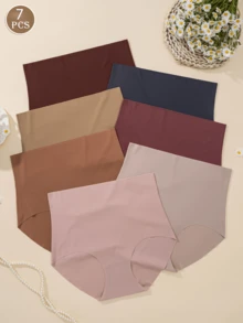 7 قطعة/عبوة سراويل بيكيني نسائية ذات خصر عالي بدون غرز