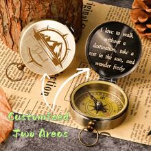 1 pièce Boussole en laiton personnalisée, boussole gravée vintage avec boîte cadeau, souvenir personnalisé, cadeau de Noël, créatif et amusant, ensemble de cadeaux personnalisés pour hommes, petit ami, grand-père, papa, marié d'honneur, amis, frères, collègues, professeurs et camarades de classe ; idéal pour l'anniversaire, les relations à longue distance, la remise des diplômes, l'anniversaire de mariage, les voyages, la randonnée, les activités de plein air, la Saint-Valentin ; cadeau pour adulte personnalisé