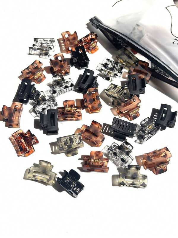 20 mini spinek do włosów w kształcie krzyża, małe brązowe spinki do grzywki i wstążek (losowy kolor) Zimowa kopertówka do włosów Eleganckie akcesoria do włosów