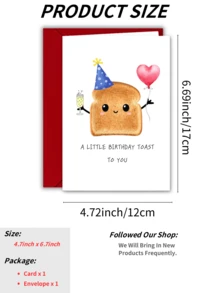 1 tấm thiệp chúc mừng bánh mì | Thiệp chúc mừng sinh nhật vui nhộn | Thiệp sinh nhật | Thiệp "MỘT CHÚC MỪNG SINH NHẬT NHỎ CHO BẠN" - Thiệp sinh nhật tuyệt vời nhất dành cho con trai/con gái/bạn bè của bạn - Nhiều màu - Xem 3