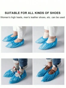 100 قطعة من أغطية الأحذية البلاستيكية القابلة للتخلص منها، أغطية أحذية قابلة للتخلص منها مانعة للانزلاق، أغطية أحذية مقاومة للماء، أغطية أحذية للمطر، أغطية أحذية مقاومة للأوساخ، مناسبة للاستخدام الداخلي، المكتب، أيام المطر، المدرسة، المنزل، والسفر