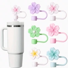 4pcs/8pcs Floral Decorative, Dust-Proof Drinking Straws Covers, Silicone Caps For Water Bottles, Reusable Straw Covers For Gifts, Parties, Home & Party Decor, Back To School Supplies