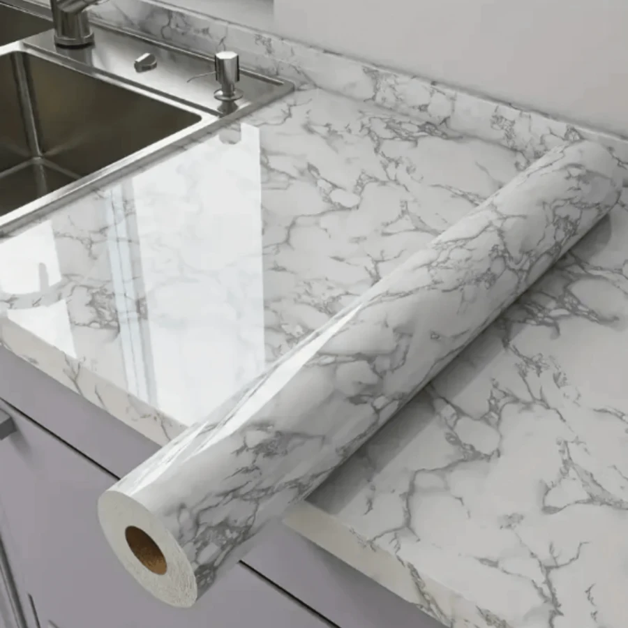 1pc White Marble Patterned Kitchen Oil-Proof Sticker, High Temperature Resistant, Waterproof, Moisture-Proof, Anti-Mildew, Self-Adhesive Wallpaper For Stove, Tile Wall, Cabinet, Tabletop Renovation, Marble-Like Film, Stickers, Wall Decal Room Decor Home Decor Living Room Decor House Decor Wall Paper Wallpapers Kitchen Decor Wall Art Kitchen Accessories Kitchen Items Wall Decor Wall Stickers Wall Sticker Wallpaper Stickers Wall Bedroom Decor