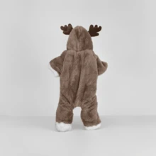 4 腿加厚圣诞宠物服装，羊毛纽扣闭合狗/猫服装，适合秋冬季，泰迪 - 棕色 - 查看 3