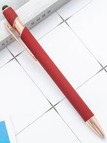 1/5/10/20/36pcs Customized Text/Logo Personalized Luxury Soft Touch Rose Gold Elegant Custom Rubber Stylus Ballpoint Pen, Aluminum Barrel Ballpoint Pen, Perfect Gift For Bridesmaids, Women, Kids, Students, Teachers, Family And Friends