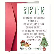 1 pieza Tarjeta de Navidad para Hermana - Elegante y Minimalista Tarjeta de Cumpleaños para Hermana - Tarjeta de Felicitación Navideña de Alta Calidad - Regalo de Navidad Perfecto para Hermanas, Papelería Navideña, Saludos de Temporada Festiva, Ilustración Festiva, Cartulina Resistente, Celebraciones Familiares