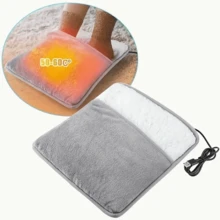 Washable USB Heated Foot Mat, Heating Pad, Flannel Electric Foot Warmer, Home Warming Slippers, Winter Warming, Thickened Design, Comfortable Fit, Washable Fabric, Heating, Warming Slippers, Suitable For Office Workers, Elderly Care. - Grey - View 13