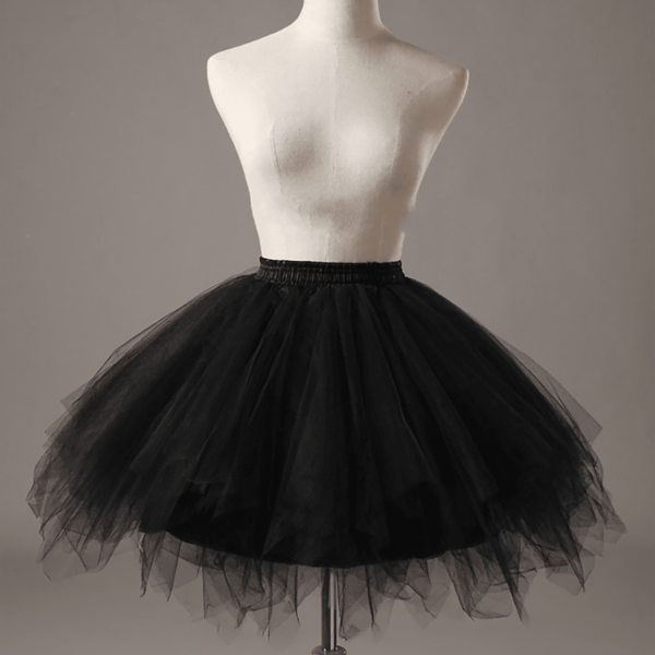 1pc Solid Color Vintage Polyester Asymmetrical Mesh Black Mini Skirt, Suitable For Photography, Cosplay, Petticoat, Autumn/Winter