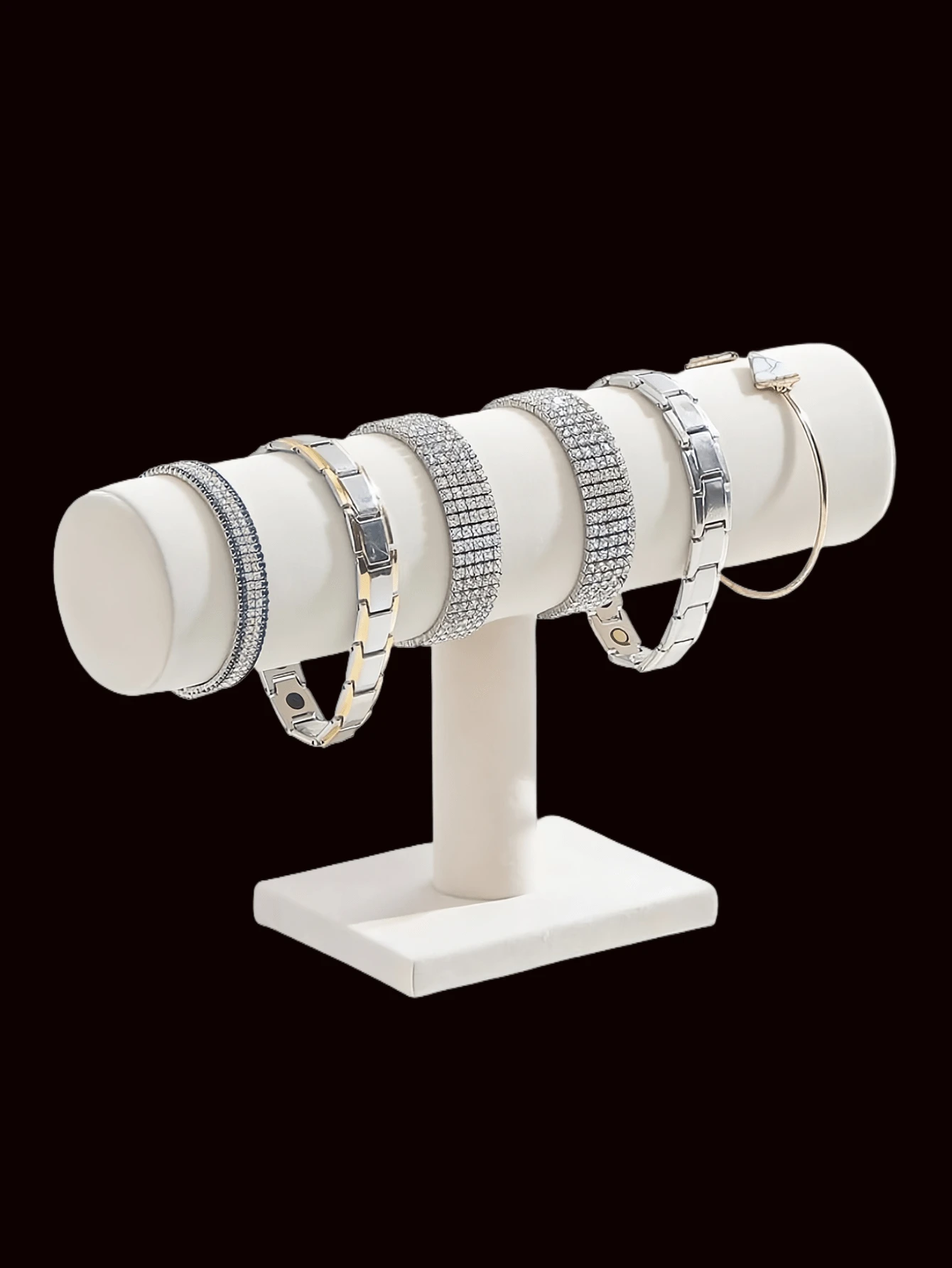 1pc Velvet Jewelry Display Stand, Elegant Jewelry Storage Box, T-Shaped Display Rack, Watch & Bracelet Jewelry Stand, Necklace, Earring Holder, Fashion Storage Solution, Desktop Decor Organizer, For Display And Storage - Stylish Accessory Rack, Suitable For Women Storage, Travel Essentials, Dorm Back To School