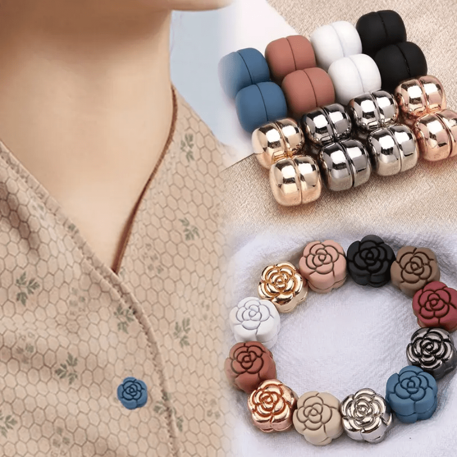 2 PCs No Sew Magnetic Shirt Buttons, Invisible Collar Stays & Cuff Links, Quick Fix For Droopy Collar/Pants, Reusable DIY Clothing Accessories