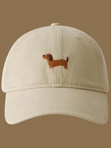 1 szt. Czapka baseballowa z haftowanym motywem psa, regulowana, odpowiednia na każdą porę roku