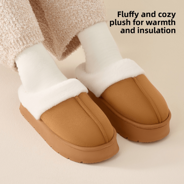 New Warm Slippers Women Thick Plush Autumn Winter Thick Anti-Cold Outdoor Half-Wrapped Snow Boots Thermal Lined Slippers Men Couple Home Slippers