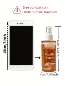 3.4 液量盎司女士香水喷雾，奶油香草焦糖香味，持久淡淡的香味，不含酒精的身体和头发喷雾，是送给女性的理想礼物，适合日常、度假、派对