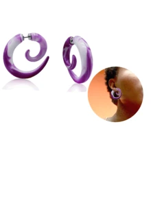 1件装 20G 优雅螺旋形假耳扩 亚克力耳扩 假耳塞 角形耳钉