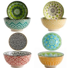 Tazón Bowl Grande Cerámica Con Diseño Tipo Talavera Vintage - ROJO - Ver 4