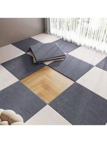 10/20/50 Pieces Self-Adhesive Carpet Floor Tiles - Easy To Cut And Match For Office Or Balcony Decor, Slip Floor Tile For Living Room, Bedroom, Study, Home Floor Decoration, Office Carpet, 11.81in Spliced Floor Mat