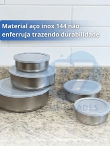 Set Of 5 Stainless Steel Bowls With Lids, Round Pots 285ml To 1430ml, Airtight Kitchen Pot Kit - Stainless Steel - View 4