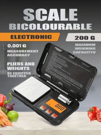 1 pièce Balance électronique numérique de précision 200G/0,01G - Balance de bijoux professionnelle en or - Balance en carats - Balance de poche portable et miniature facile à ranger - Fabriquée en matériau ABS durable - Livrée avec un poids d'étalonnage de 50g et des pinces