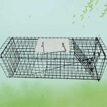 Automatic Pedal Cat Trap Cage, Foldable Design, Extra Large Size, Stray Cat Catcher Cage - Black - View 7