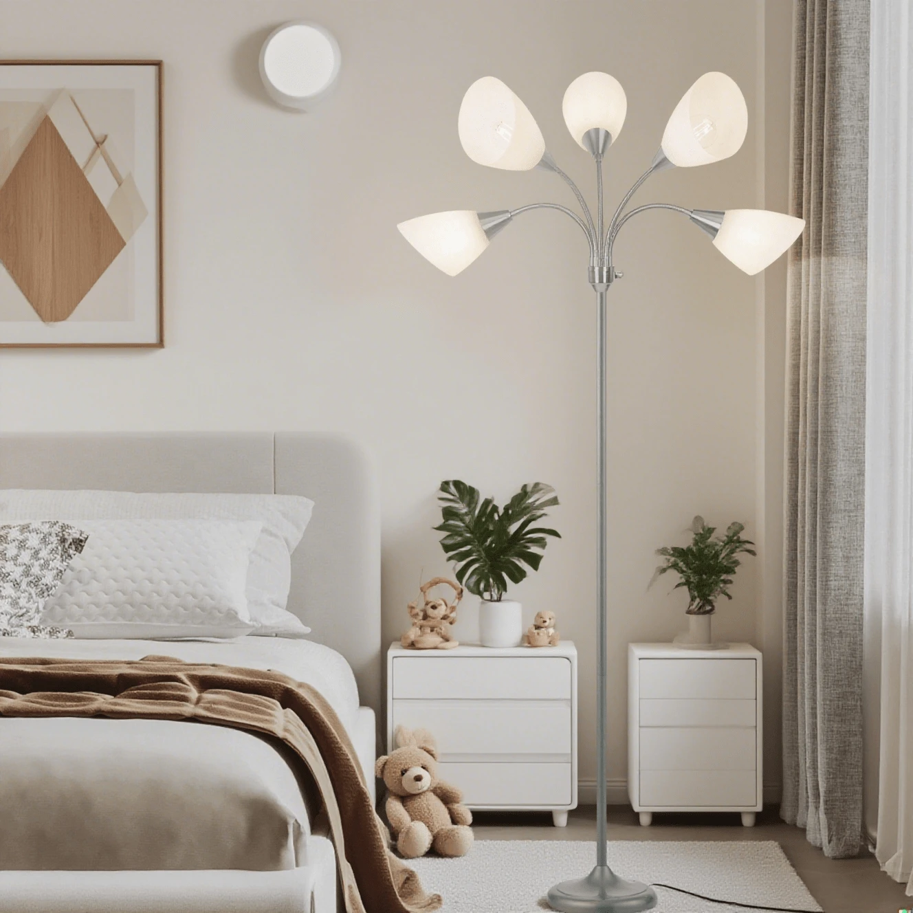 HonoDing Medusa Floor Lamp, Multi Head 5 Light Floor Lamps For Living Room With 5 Lampshade,Home Decor Adjustable Gooseneck Reading Standing Lamp For Bedroom,Office,Kids,Classroom,Light Shade,Halloween Decorations,Decorations For Your Room,Christmas Decorative Lights - US A Type Plug(110-127V) - View 1