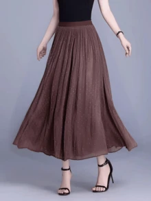 Best Quality Sequin Tulle Skirt Long Skirt - 巧克力棕 - 查看 1