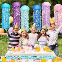 3 Peças - Lanternas de Papel Azuis em Forma de Água-Viva Penduradas, Decorações para Festa Subaquática, Lanternas de Papel Coloridas em Degradê para Festa de Aniversário de Sereia, Chá de Bebê, Decoração de Sala com Tema Oceânico e Praia