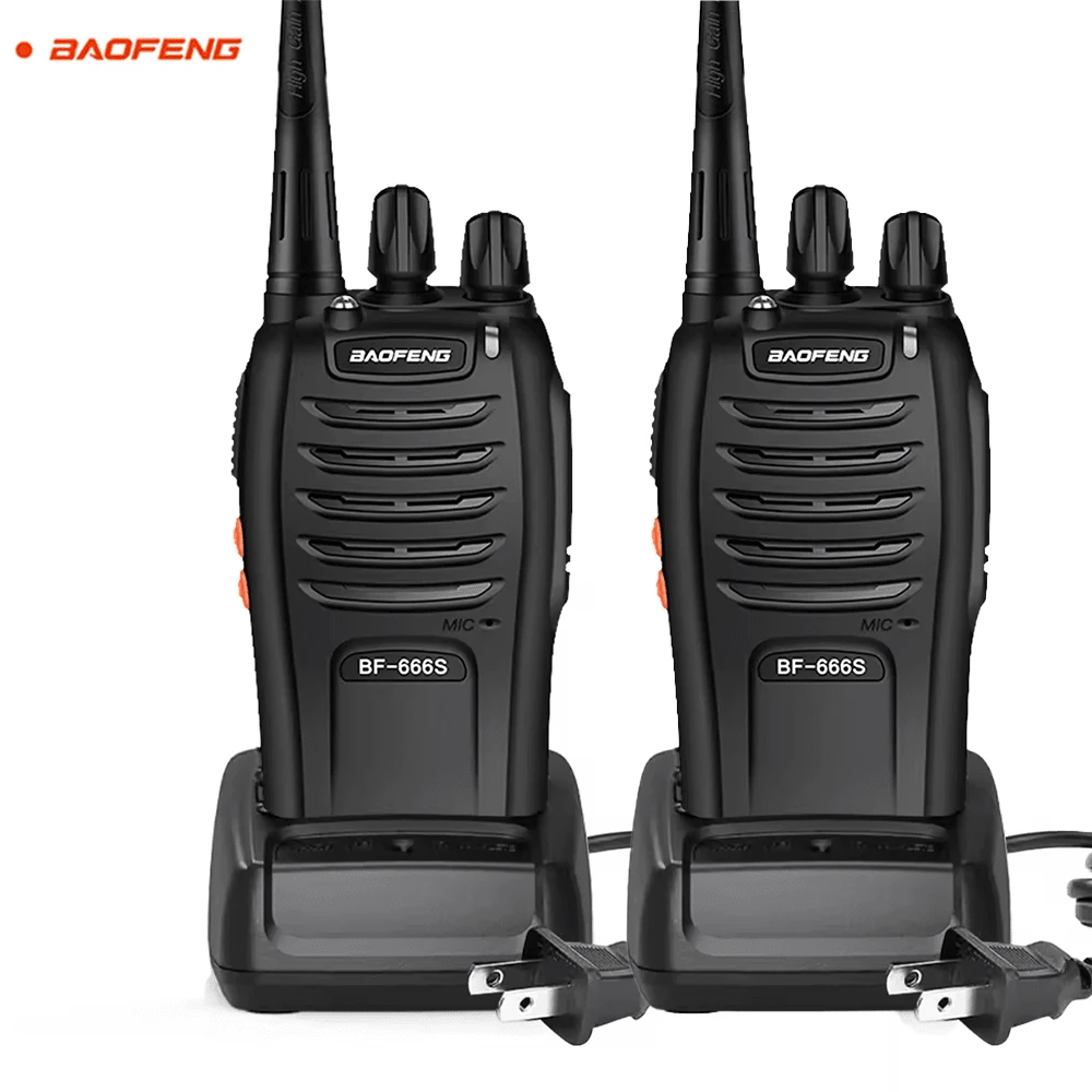 2 Pcs Baofeng Walkie-talkie BF-666S comunicaciones por radio Color Negro