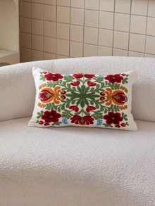 1 Pc Flower Embroidery Throw Pillow Cover, Home Decor For Living Room, Bedroom, Party, All Season - Multicolor - View 17