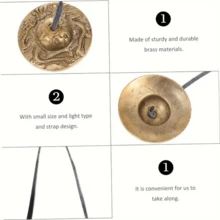 1/2 Set Nepal Bell Cymbals, Handcrafted Meditation And Yoga Chimes, Clear Resonance, Metal Percussion Instrument, Double Bells, Spiritual Healing, Mindfulness, Yoga Buddhist And Relaxation Music Tool - Gold - View 3