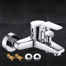 Zinc Alloy Basin Faucets Chrome Wall Mounted Hot Cold Water Mixer Tap Dual Spout Single Handle For Bathroom Shower Basin