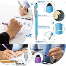 5-8 Stücke Kugelschreiber 2-in-1 Stylus, ausziehbarer Metalllstift mit Stylus-Spitze für Touchscreens, 1,0 mm schwarze Tinte