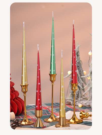 2pcs 13.8in Snowflake Cone Candles, DIY Snowflake Stickers, Home Decor Candles For Christmas Candlelight Dinner, Cone Candles