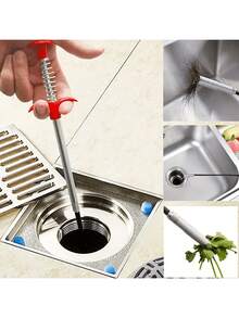 1pc Drain Clog Remover Tool - 23.62 Inch Retractable Drain Snake For Pipes, Sink, Toilet & Dryer Vent, Hair Clog Grabber With Flexible Grip, Professional Drain Cleaner Kit