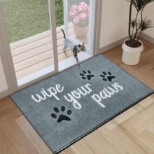 1pc Dog Paw Print Doormat, Faux Wool Rug - Highly Absorbent, Easy To Clean, Suitable For Home Decor, Farmhouse, Entryway, Indoor, Room, Kitchen, Dining Room, Small Office/Home Office, Sink, Laundry Room, Rug, Kitchen Mat, Non-Slip Mat - Multicolor - View 3