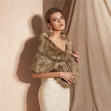 1pc Women's Faux Fur Shawl, Champagne Color, Thick Artificial Fur Bridal Shawl, Warm Accessory For Evening Gown, Gift For Women, Holiday Outfit