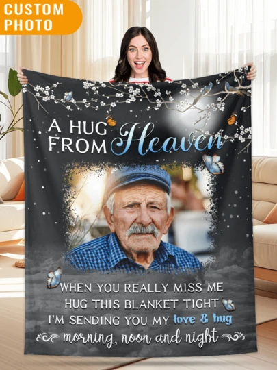 1pc Personalized Memorial Blanket, Memorial Gift For Loss Of Loved One, Custom Remembrance Blanket, Sympathy Fleece Blanket, Condolence Blanket, In Loving Memory Blanket, Custom Photo Blanket, Memorial Gift For Loss Of Mom Dad Husband Wife Son Daughter Grandma Grandpa Friend, Remembrance Gift Blanket, Sympathy Gift, Condolence Gift, Bereavement Gift, Grief Gift, Funeral Gift, Celebration Of Life Gift, Keepsake Gift For Family Friends Loved Ones, Healing Comfort Gift Blanket