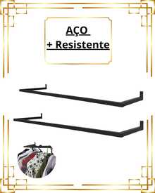 Arara de Parede 60cm Cabideiro Organizador de Roupas Loja Closet Quarto Cabide