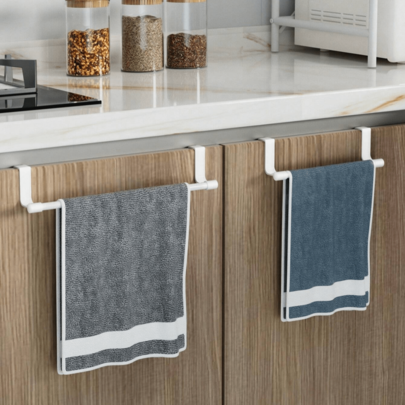 1 peça de porta de armário para toalhas - Gancho economizador de espaço sem impacto, montado na porta, adequado para cozinha, banheiro e armários - pode pendurar toalhas e panos - fácil instalação, organização de cozinha, armazenamento de banheiro, acessórios modernos para casa