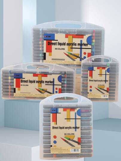 一套12/24/36/48支升级版直涂液体闪光笔，可堆叠彩色学生美术绘画DIY子弹笔记水彩笔，细头多色DIY绘画笔，成人儿童绘画艺术用品，圣诞礼物，彩色高品质绘画套装，儿童精美礼物