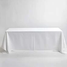 1Pc Elegant White Wrinkle-Resistant Tablecloth, Polyester Rectangular Table Cover For Halloween Christmas Birthday Party, Outdoor Picnic Wedding Camping & Kitchen Decor Multi Size