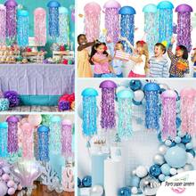 3 Peças - Lanternas de Papel Azuis em Forma de Água-Viva Penduradas, Decorações para Festa Subaquática, Lanternas de Papel Coloridas em Degradê para Festa de Aniversário de Sereia, Chá de Bebê, Decoração de Sala com Tema Oceânico e Praia