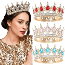 1pc Luxury Diamond Crystal Princess Bridal Crown,Shining Round Headpiece For Women,For Birthday Wedding Party Exquisite Elegant Women Decoration Crown Headpiece - Multicolor - View 11