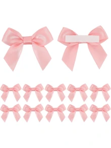 10/20/50pcs Self-Adhesive Satin Ribbon Bows - Perfect For Rustic Crafts And Gifts | Classic Polyester Satin Ribbon Bows, Suitable For Holiday Home And Wedding Decor, Party Favors, Gift Wrapping - Pink (adhesive) - View 8